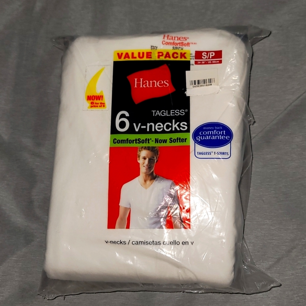 **LAST CHANCE** Hanes 6 pack men's taggless v neck t shirts